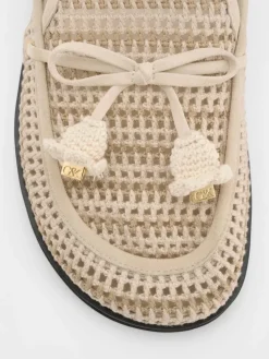 Crochet & Suede Flower Mules