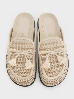 Crochet & Suede Flower Mules