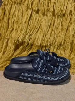 Crochet & Suede Flower Mules