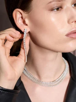 Crystal Row Drop Earrings