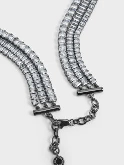 Crystal Triple-Row Tennis Necklace