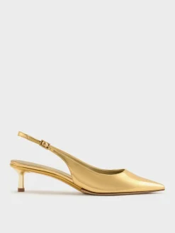 Curtis Metallic Slingback Kitten Heels