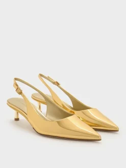Curtis Metallic Slingback Kitten Heels