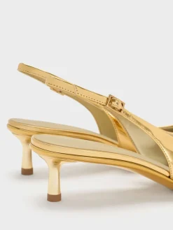 Curtis Metallic Slingback Kitten Heels