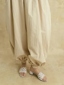 Cut-Out Block-Heel Mules