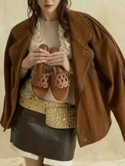 Cut-Out Block-Heel Mules