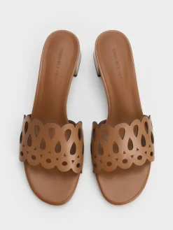 Cut-Out Block-Heel Mules