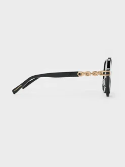 Delaney Chain-Link Butterfly Sunglasses
