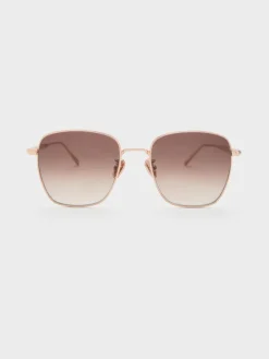 Delta Metallic-Rim Square Sunglasses