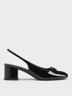 Dorian Patent Bow Slingback Pumps