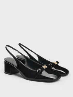 Dorian Patent Bow Slingback Pumps