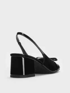 Dorian Patent Bow Slingback Pumps