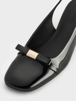 Dorian Patent Bow Slingback Pumps