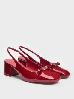 Dorian Patent Bow Slingback Pumps