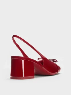 Dorian Patent Bow Slingback Pumps
