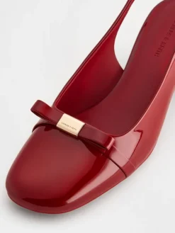 Dorian Patent Bow Slingback Pumps