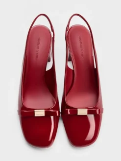 Dorian Patent Bow Slingback Pumps