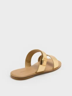 Dove Metallic Double-Strap Sandals