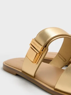Dove Metallic Double-Strap Sandals