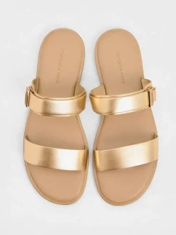 Dove Metallic Double-Strap Sandals