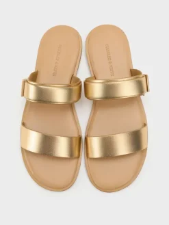 Dove Metallic Double-Strap Sandals