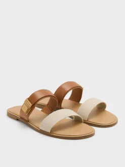 Dove Two-Tone Double-Strap Sandals