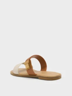 Dove Two-Tone Double-Strap Sandals