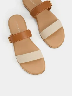 Dove Two-Tone Double-Strap Sandals