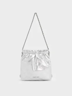 Duo Metallic Chain-Handle Two-Way Backpack