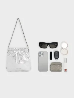 Duo Metallic Chain-Handle Two-Way Backpack