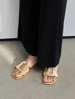 Easley Metallic Cut-Out Slide Sandals