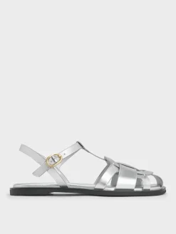 Easley Metallic T-Bar Caged Sandals