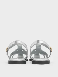 Easley Metallic T-Bar Caged Sandals