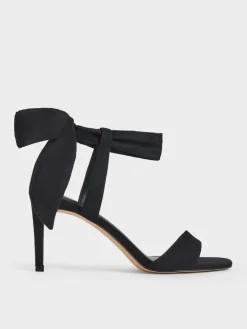 Eliana Textured Tie-Around Heeled Sandals