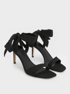 Eliana Textured Tie-Around Heeled Sandals