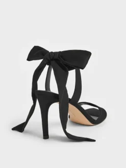 Eliana Textured Tie-Around Heeled Sandals