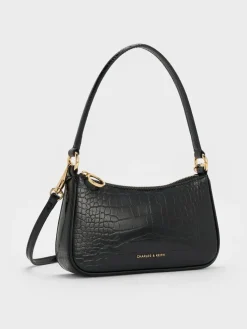 Elspeth Croc-Effect Chain-Link Shoulder Bag