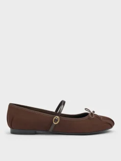 Emiko Faux Suede Bow Mary Jane Flats