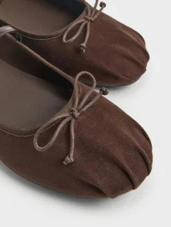 Emiko Faux Suede Bow Mary Jane Flats