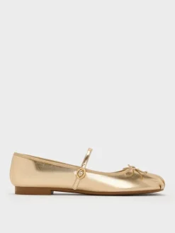 Emiko Metallic Bow Mary Jane Flats