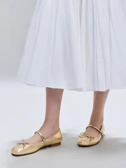 Emiko Metallic Bow Mary Jane Flats