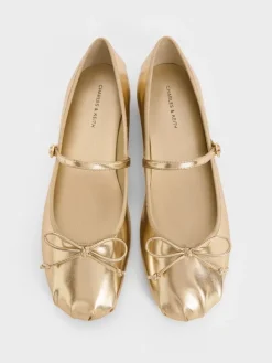 Emiko Metallic Bow Mary Jane Flats