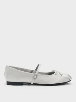 Emiko Satin Bow Mary Jane Flats