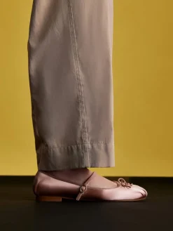 Emiko Satin Bow Mary Jane Flats