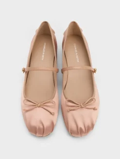 Emiko Satin Bow Mary Jane Flats