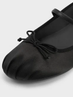 Emiko Satin Bow Mary Jane Flats