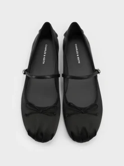 Emiko Satin Bow Mary Jane Flats