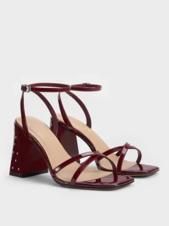 Emmaline Patent Leather Crystal Crossover Sandals