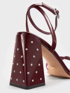 Emmaline Patent Leather Crystal Crossover Sandals