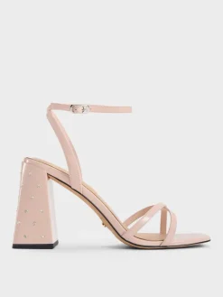 Emmaline Patent Leather Crystal Crossover Sandals